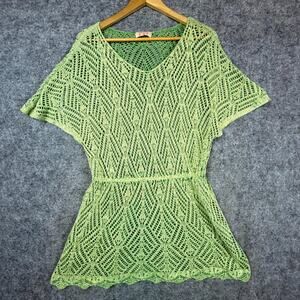 Cecilia Prado Due Cover Up Dress Womens Medium Green Crochet Swimwear Beach
